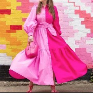 Christopher John Rogers x Target Two-Tone Pink Maxi Shirt Dress - 20/22